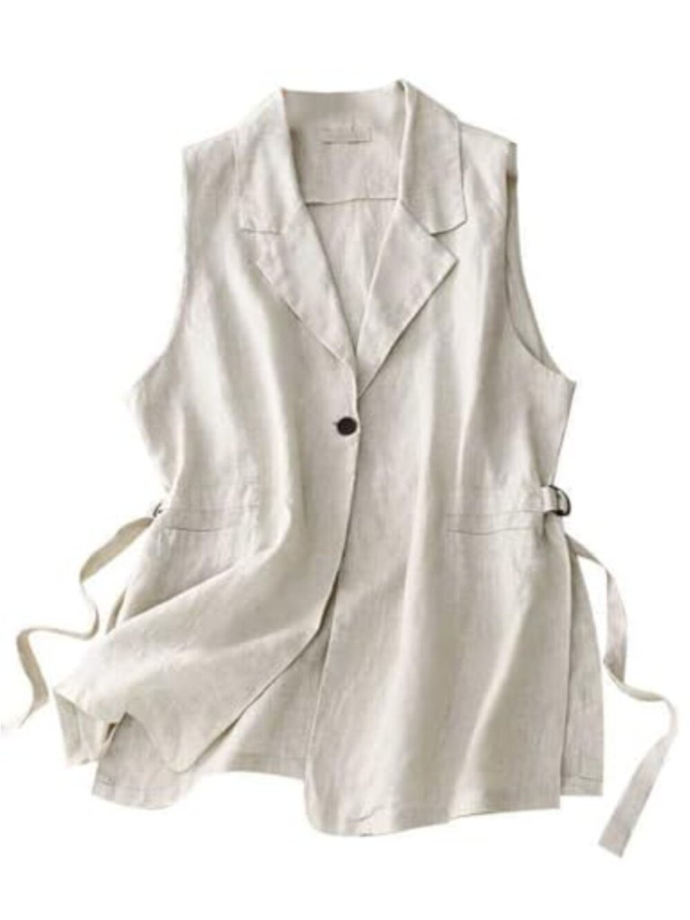 Women's Sleeveless Linen Blend Vest Blazer Oversized Lightweight Jacket